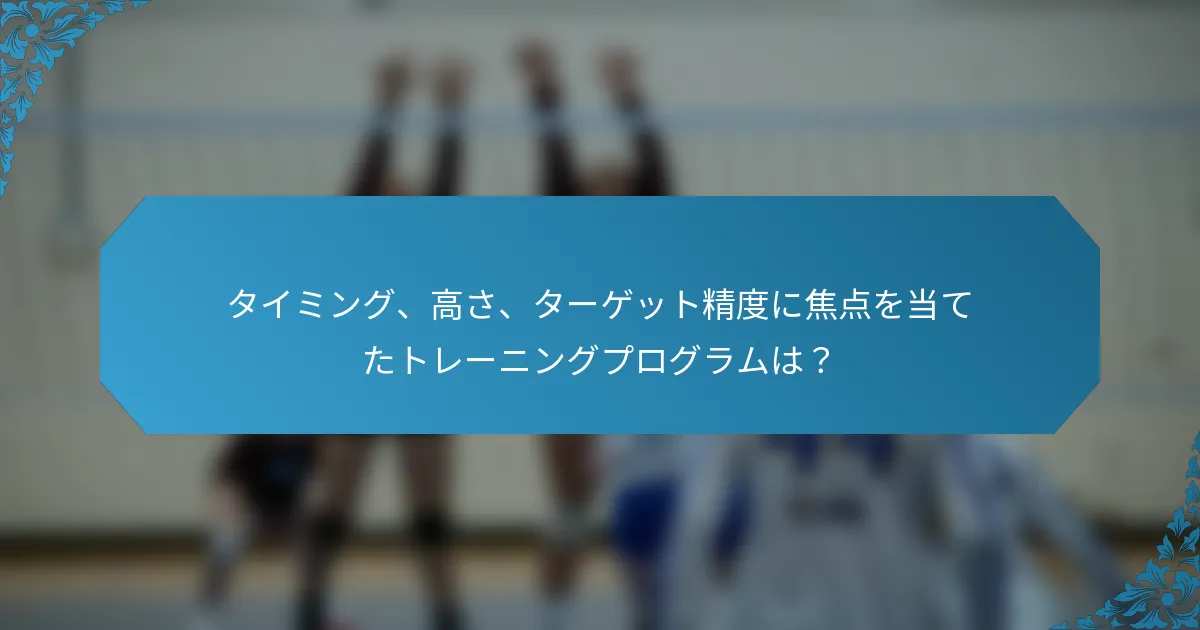 タイミング、高さ、ターゲット精度に焦点を当てたトレーニングプログラムは？